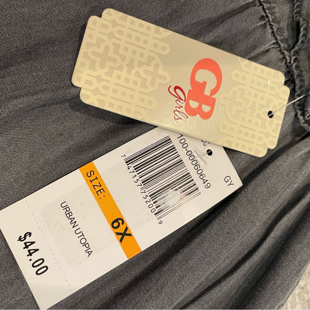 GB Girl size 6X slightly distressed solid gray ruffle dress New w/ tags - Picture 6 of 14
